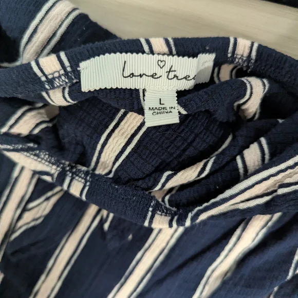 Love Tree Navy and White Striped Jumpsuit - Picture 3 of 3